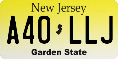 NJ license plate A40LLJ