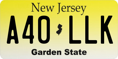 NJ license plate A40LLK