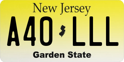 NJ license plate A40LLL