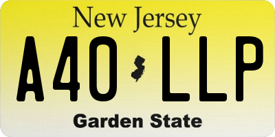 NJ license plate A40LLP