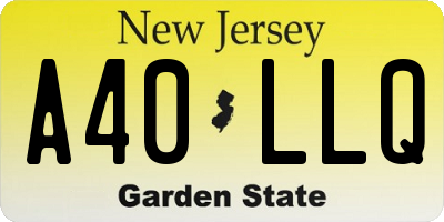 NJ license plate A40LLQ