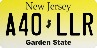 NJ license plate A40LLR