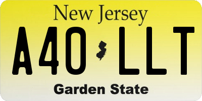NJ license plate A40LLT