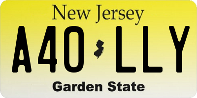 NJ license plate A40LLY