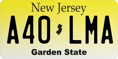 NJ license plate A40LMA