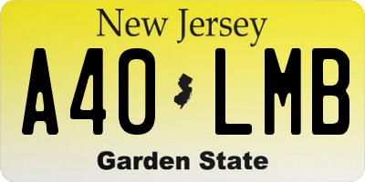 NJ license plate A40LMB