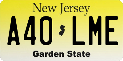 NJ license plate A40LME
