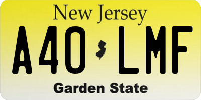 NJ license plate A40LMF