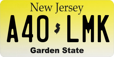 NJ license plate A40LMK
