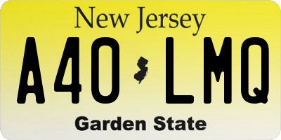 NJ license plate A40LMQ