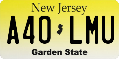 NJ license plate A40LMU