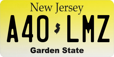 NJ license plate A40LMZ