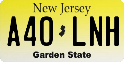NJ license plate A40LNH