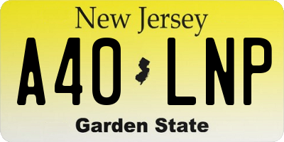 NJ license plate A40LNP