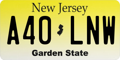 NJ license plate A40LNW