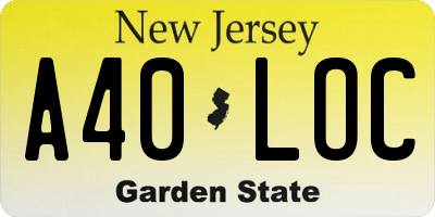 NJ license plate A40LOC