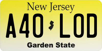 NJ license plate A40LOD