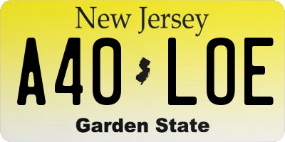 NJ license plate A40LOE
