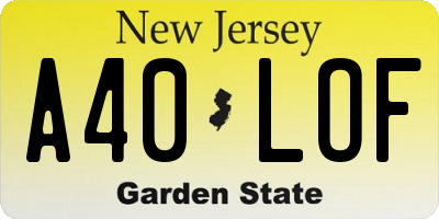 NJ license plate A40LOF