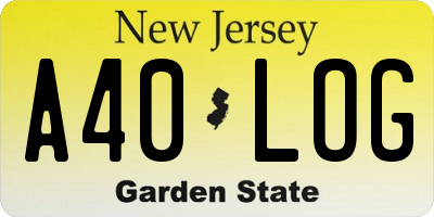 NJ license plate A40LOG