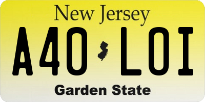 NJ license plate A40LOI