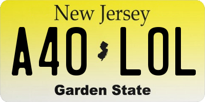 NJ license plate A40LOL