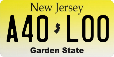 NJ license plate A40LOO