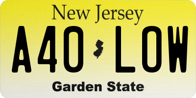 NJ license plate A40LOW