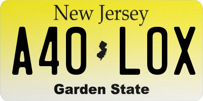 NJ license plate A40LOX
