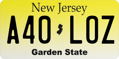 NJ license plate A40LOZ