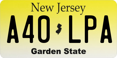NJ license plate A40LPA
