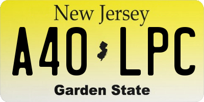 NJ license plate A40LPC
