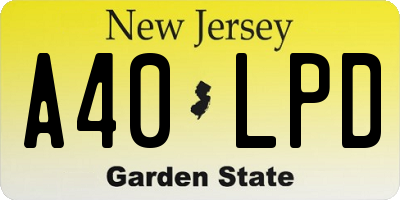 NJ license plate A40LPD