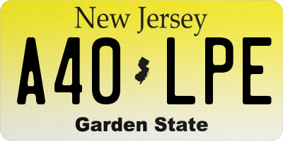 NJ license plate A40LPE