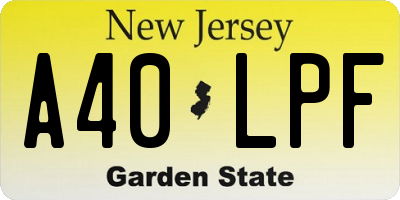 NJ license plate A40LPF