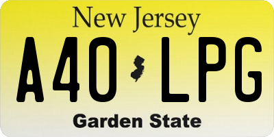 NJ license plate A40LPG