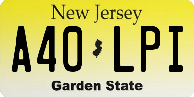 NJ license plate A40LPI