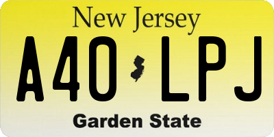 NJ license plate A40LPJ