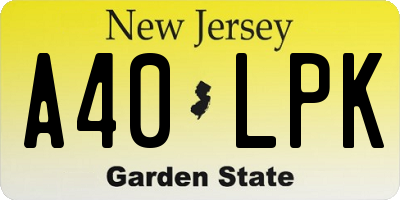NJ license plate A40LPK