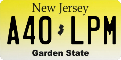 NJ license plate A40LPM