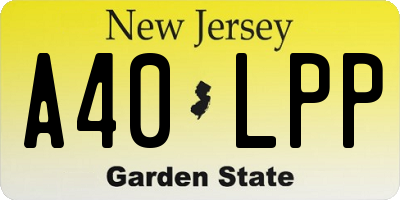 NJ license plate A40LPP