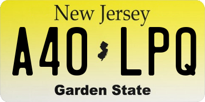 NJ license plate A40LPQ