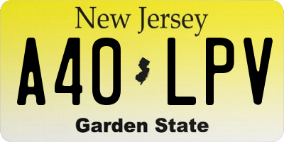 NJ license plate A40LPV