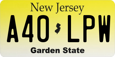 NJ license plate A40LPW