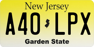 NJ license plate A40LPX