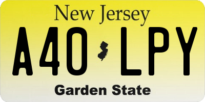 NJ license plate A40LPY