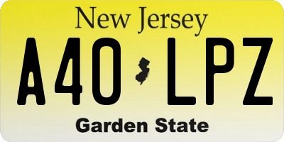 NJ license plate A40LPZ