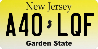 NJ license plate A40LQF