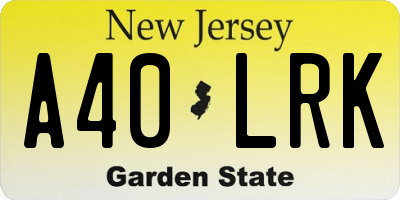 NJ license plate A40LRK