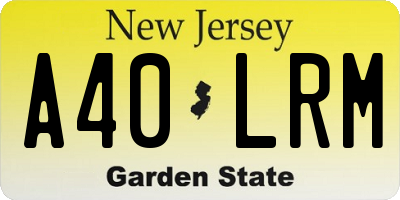 NJ license plate A40LRM